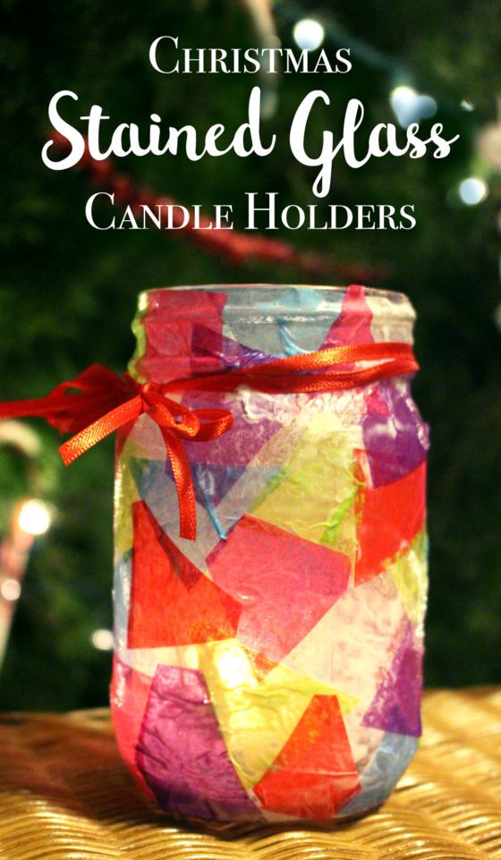 Simple Decoupaged Stained Glass Candle Holder - Welcome To Nana's