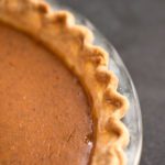 A finished baked pumpkin pie.
