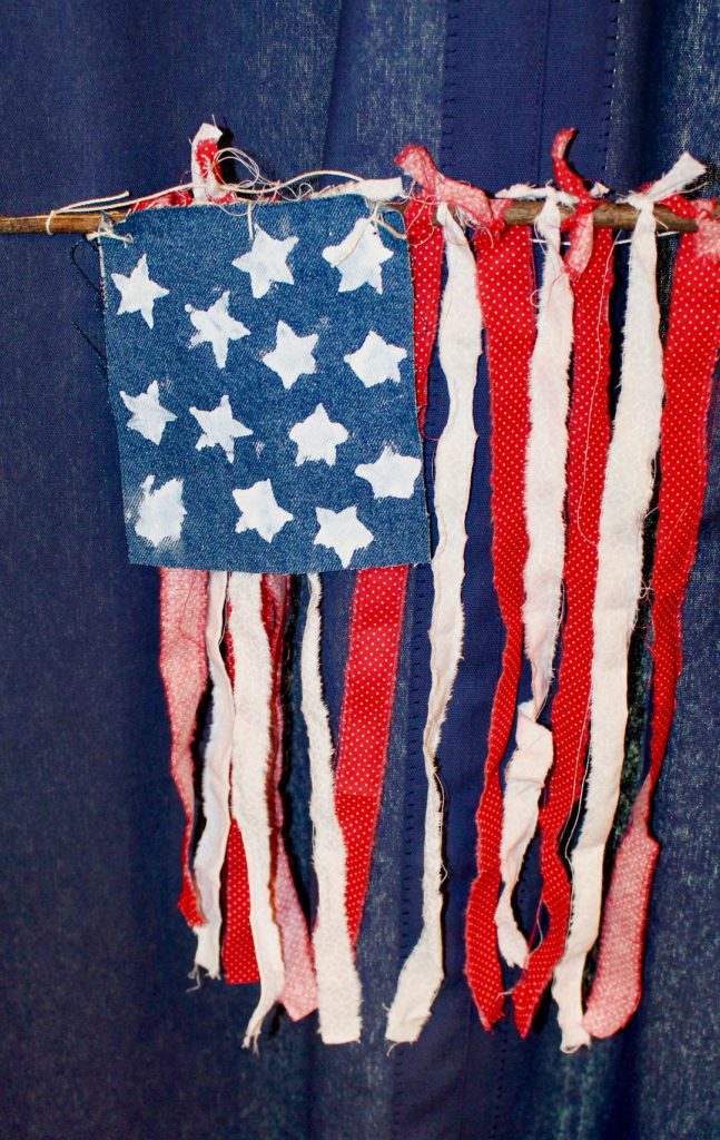 Use Old Denim and Rag Strips to Create a Flag Decoration