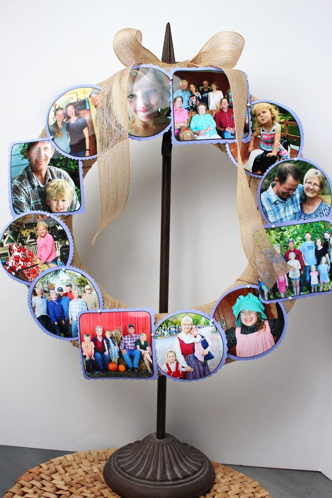 Display a few favorite photos of your family and friends with this DIY Gratitude Photo Wreath! | Welcome to Nana's #welcometonanas #gratitude #photo #wreath #DIY #craft #family #thankfulness