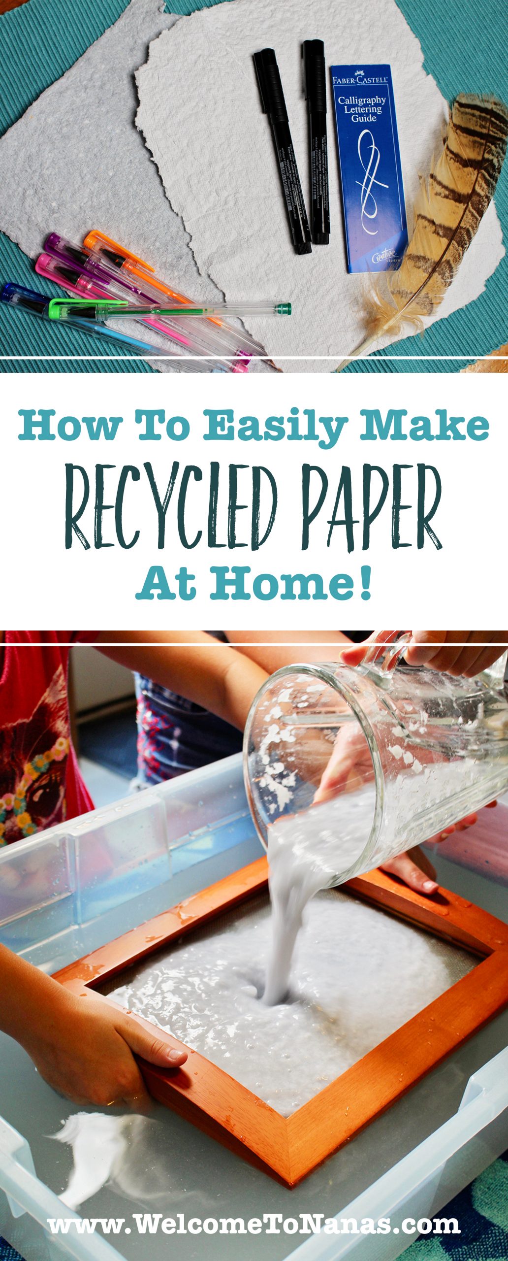 Making recycled paper at home.