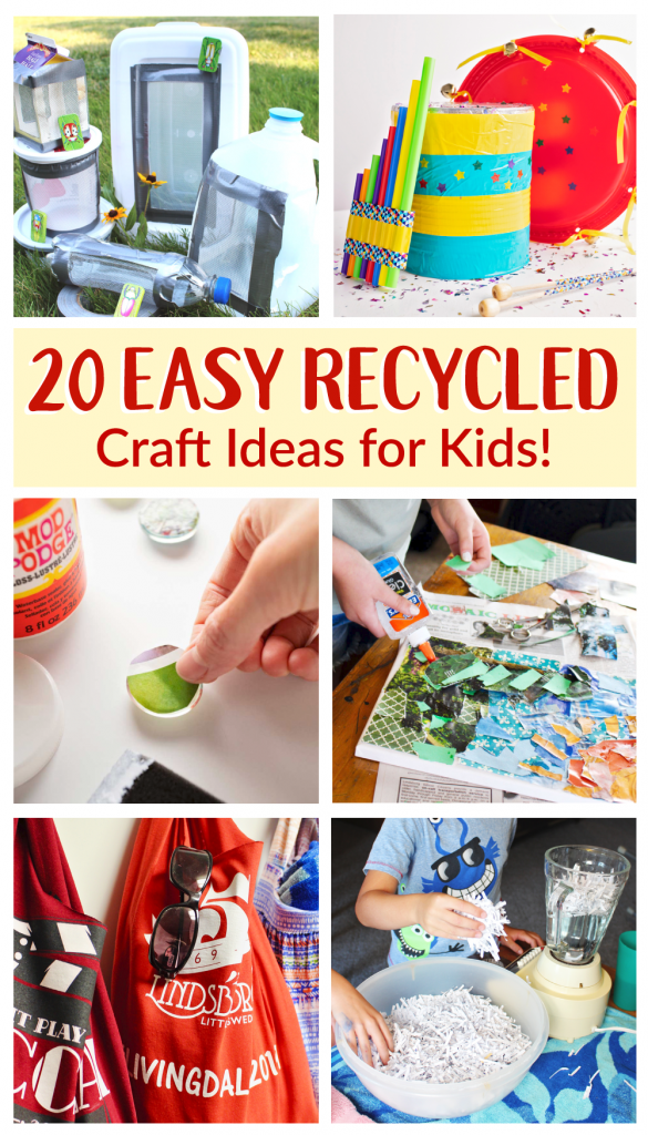 Pin these 20 Easy Recycled Craft Ideas for Kids so you can try them later!