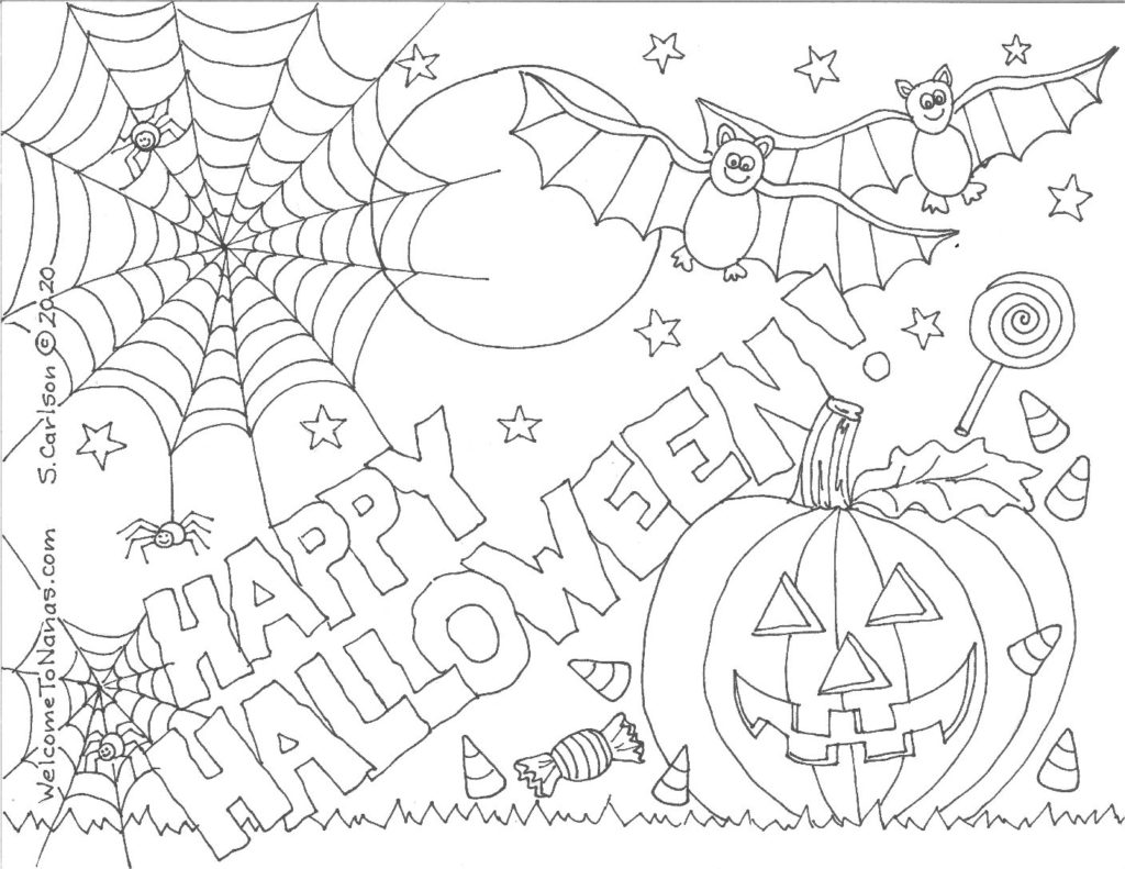 Happy Halloween Free Coloring Page - Welcome To Nana's