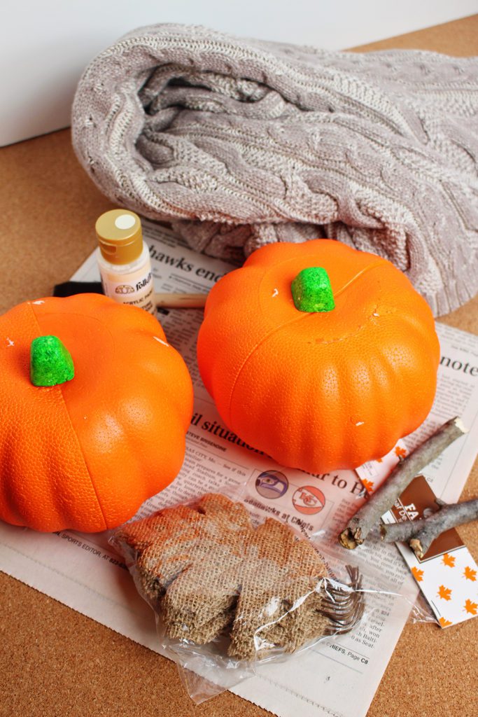 These small foam pumpkins are available in the craft section of about any dollar, discount or craft store. | Welcome to Nana's #WelcometoNanas #Easy #DIY #Pumpkin #Decorations #Sweater #Recycled #Upcycled #Craft