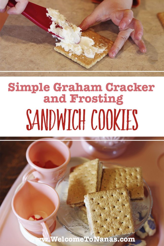 Simple Graham Cracker Frosting Sandwich Cookies for Tea Party treats! | Welcome to Nana's #Graham #Cracker #Frosting #Sandwich #Cookies #Buttercream #Recipe #Easy #Kids #Dessert