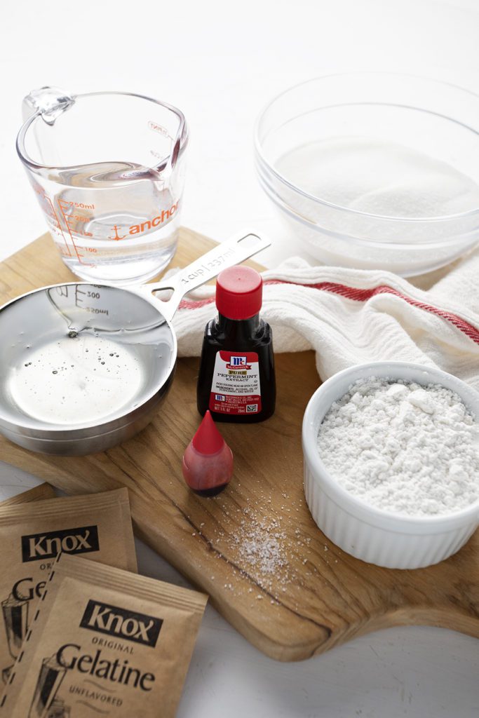 Ingredients to make Marvelous Peppermint Marshmallows.