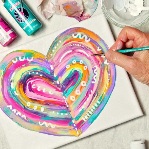 DIY Easy Abstract Heart Painting - Welcome To Nana's