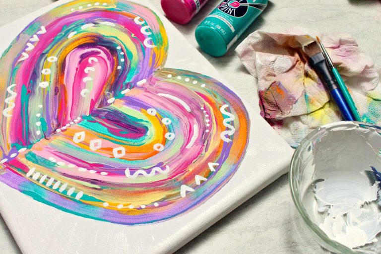 DIY Easy Abstract Heart Painting - Welcome To Nana's