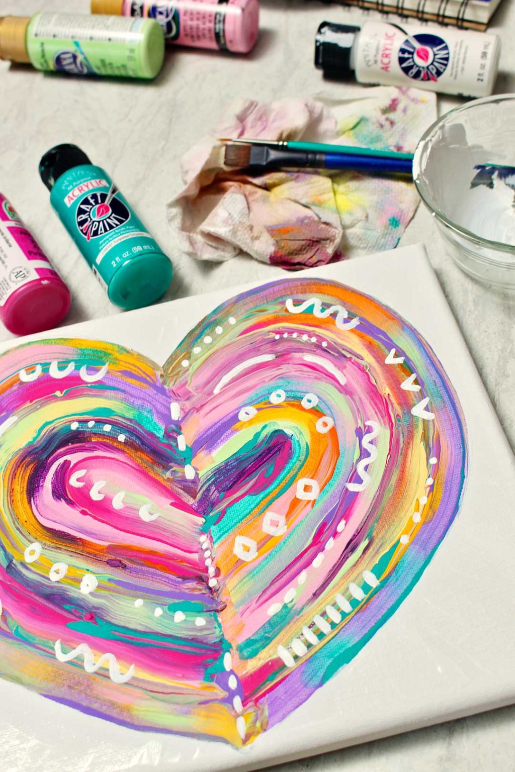 DIY Easy Abstract Heart Painting - Welcome To Nana's