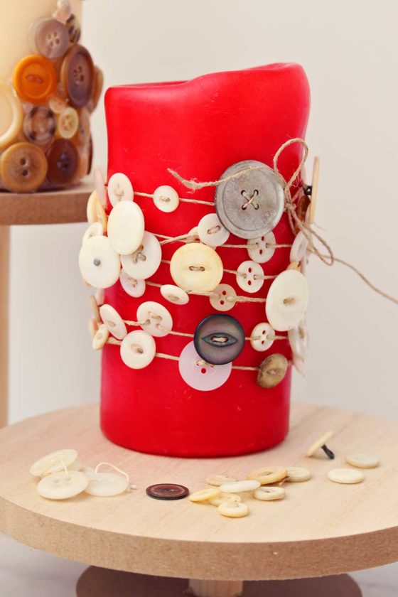 DIY Decorating Candles with Buttons To Nana's