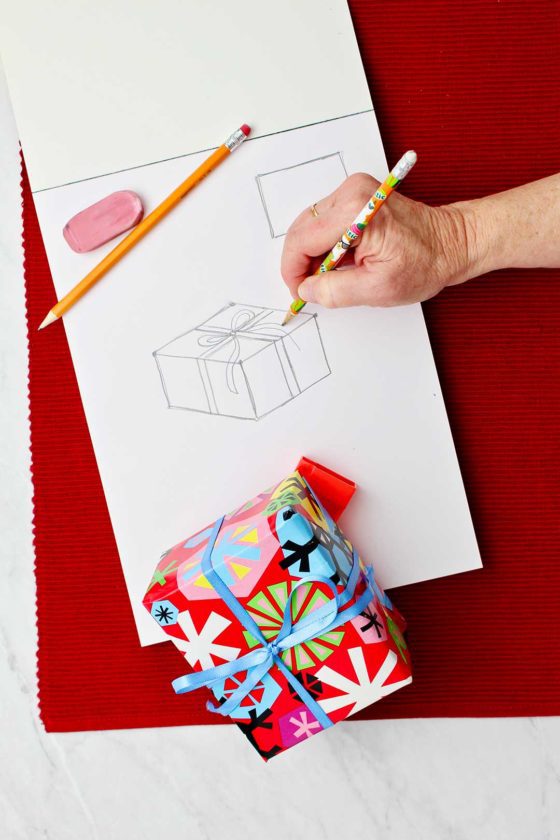 How To Draw A Christmas Present Welcome To Nana S   How To Draw A Christmas Present 10 560x840 