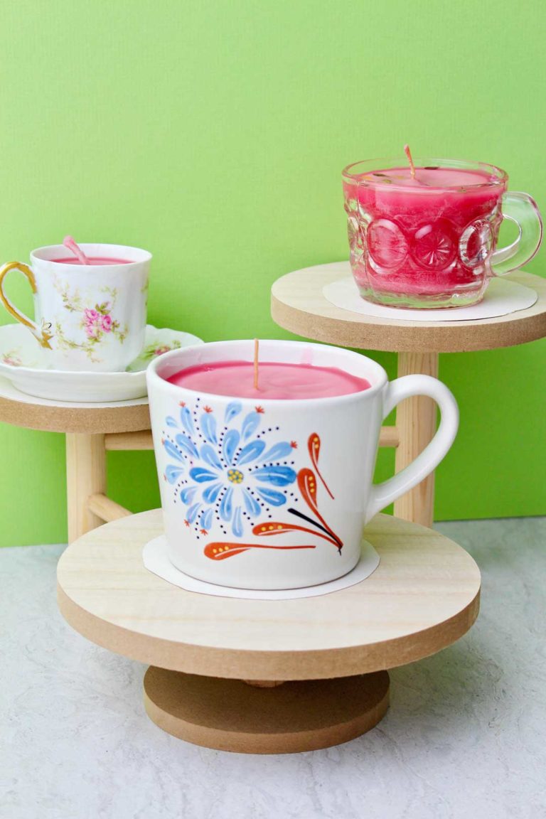 DIY Candles in Teacups for Mothers Day Gift To Nana's
