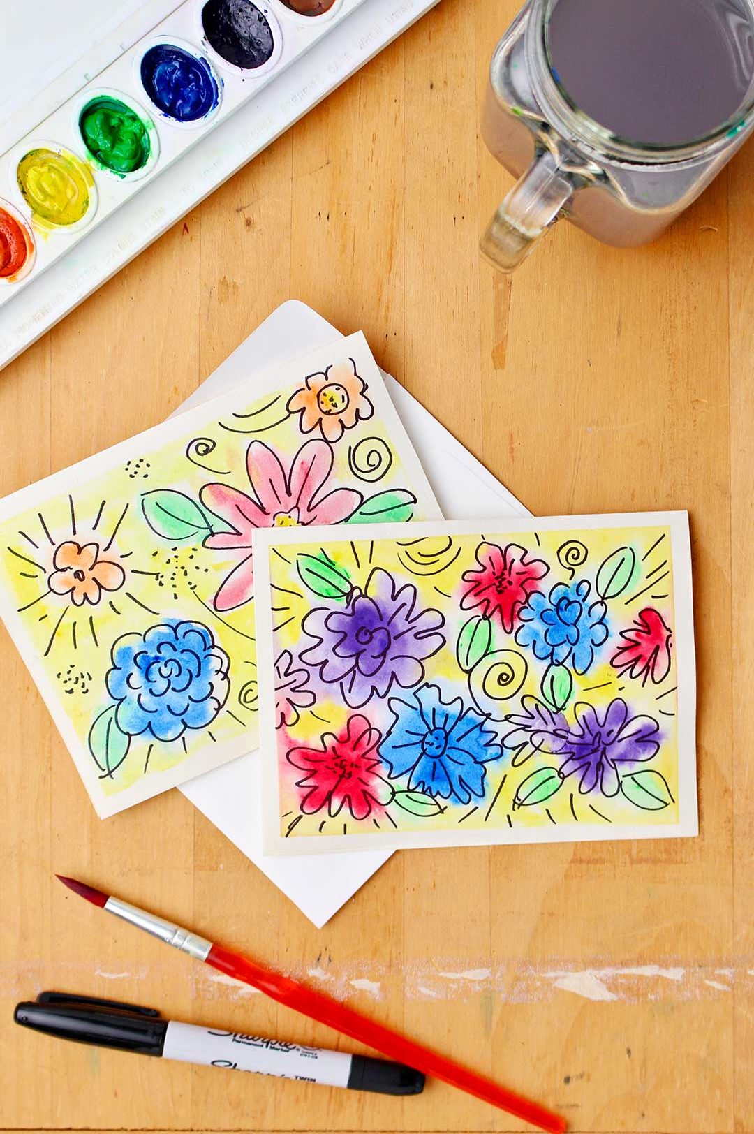 Easy DIY Watercolor Flower Card for Mothers Day 12 e1682799595446