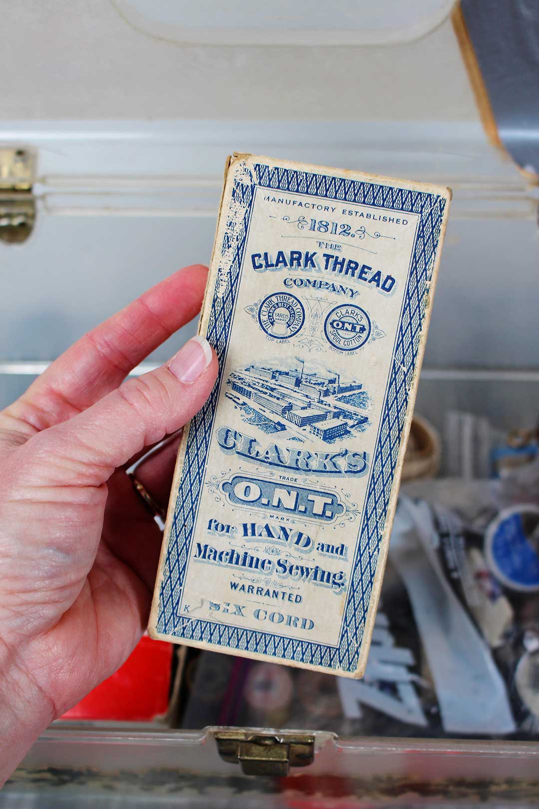 1812 Clark Thread Company box for hand sewing.