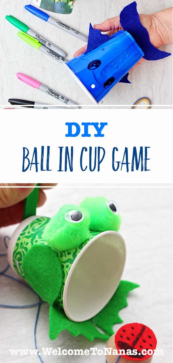 DIY Ball in Cup Game from Recycled Cup To Nana's