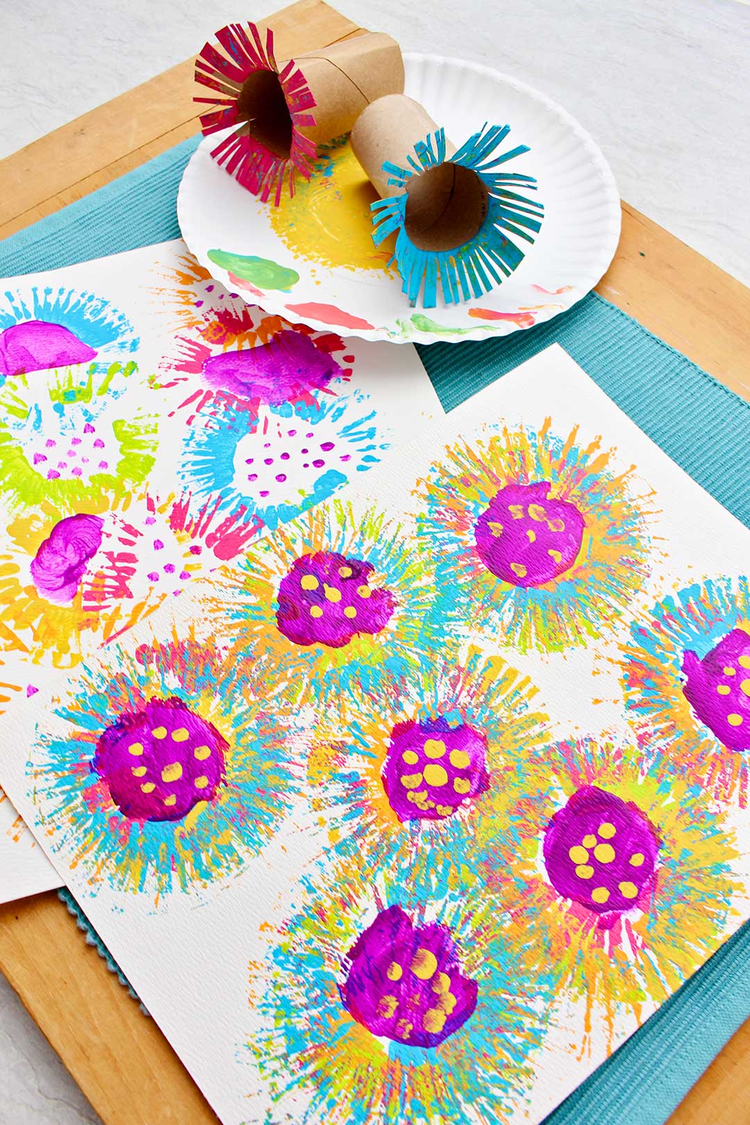 Paper Roll Flower Painting - One Little Project