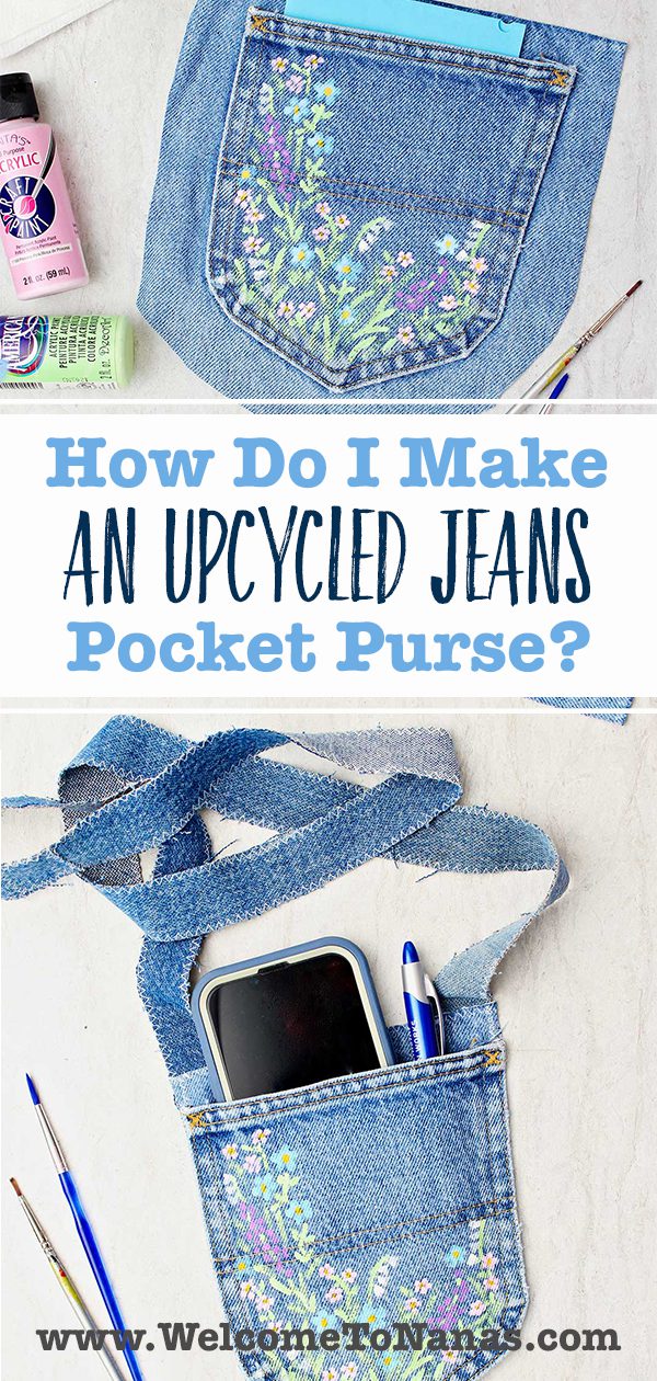 Recycled Denim Purse – Re-using Pockets, Waistbands, Belt Loops from Jeans