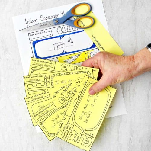 Indoor Scavenger Hunt with Free Printable Clue Cards | Welcome To Nana's