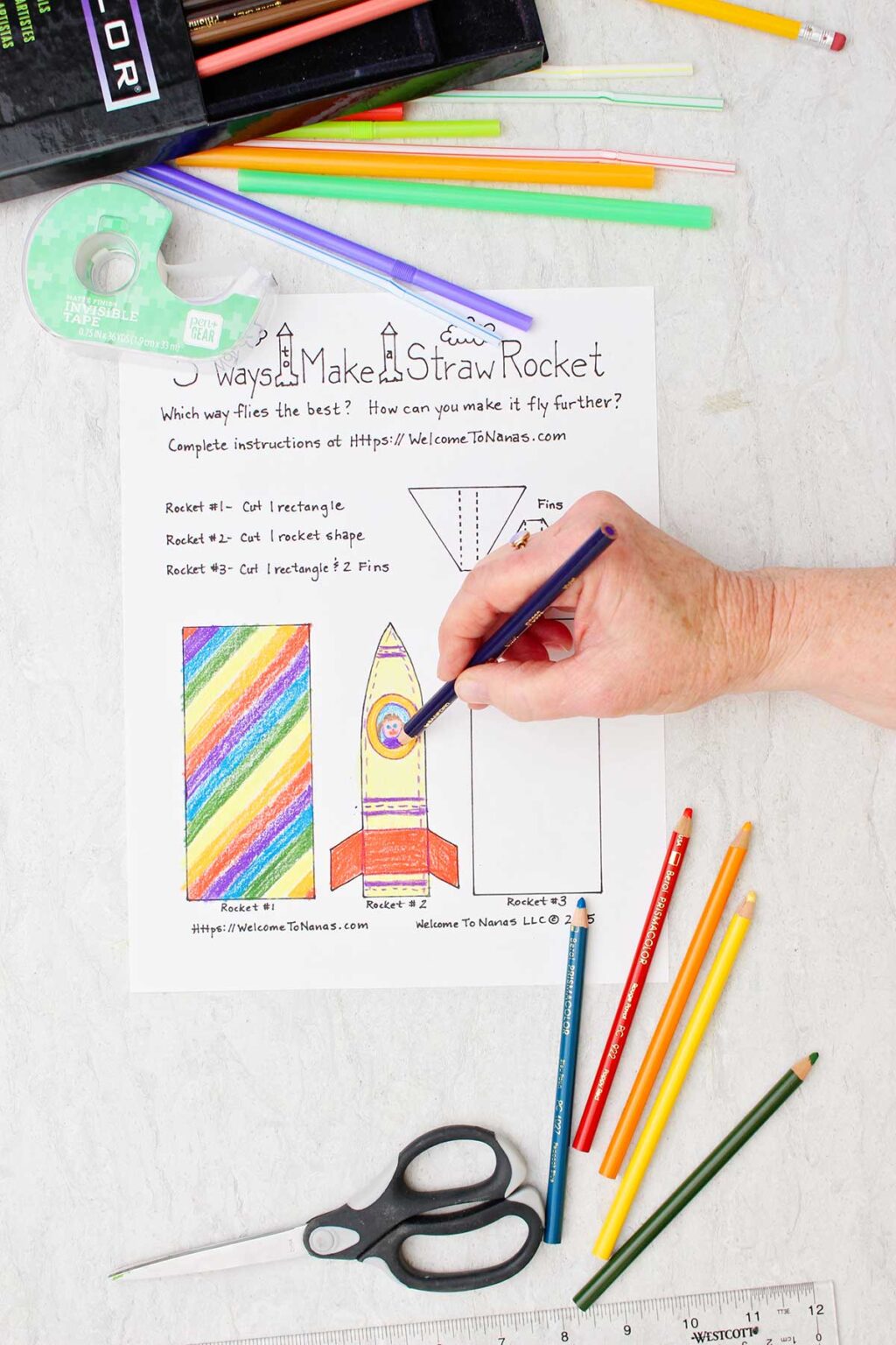 3 Cool Ways to Make Straw Rockets (Free Straw Rocket Template