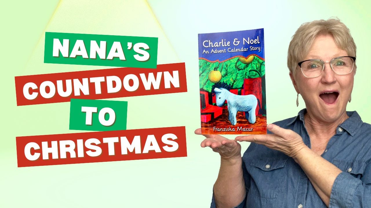 Nana holding an advent Christmas book.