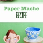 Two images of four different projects you can make with paper mache.