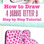 Two images of different detail work being added to bubble letter "b".