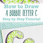 A close up and further away image of two bubble letter "c"s colored in with light green stars.