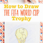 A pen and ink and a colored version of the FIFA World Cup trophy.